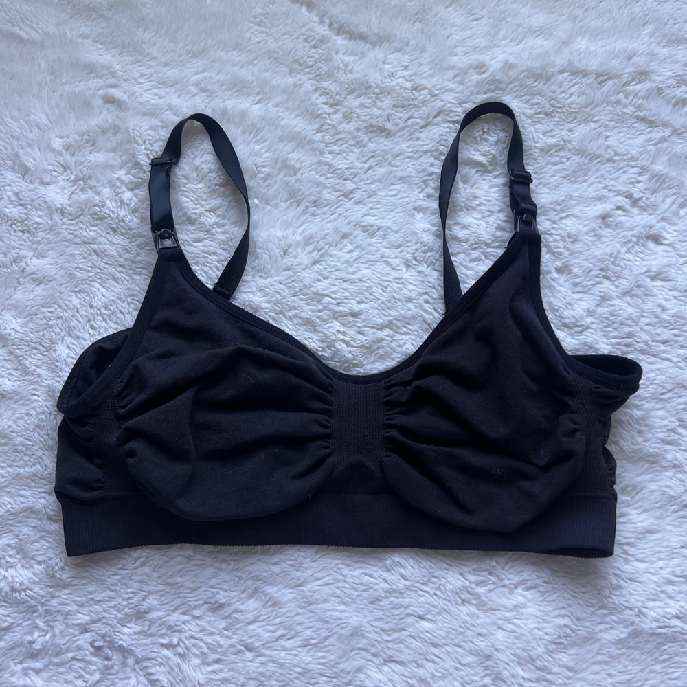 SKIMS Maternity Sculpting Nursing Bra Onyx Black L/XL SM-BRM-0102 NWOT Soft Cozy